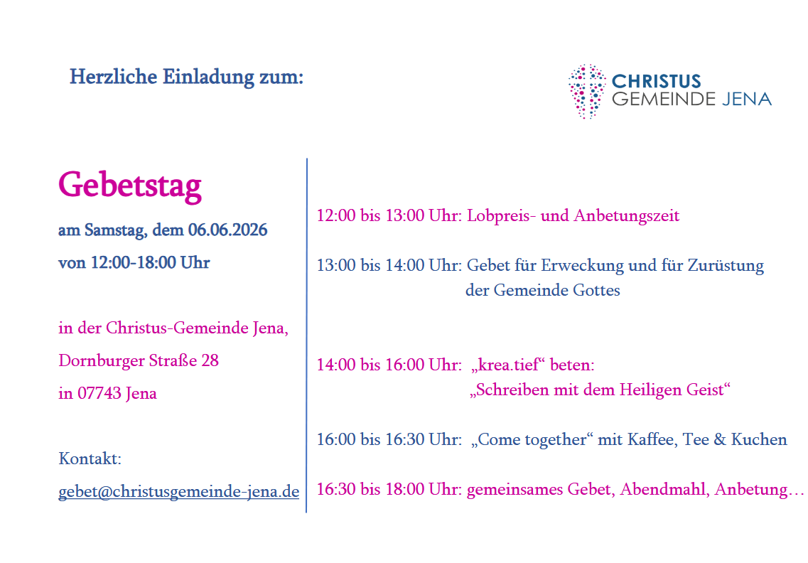 Gebetstag 6.6. Programm